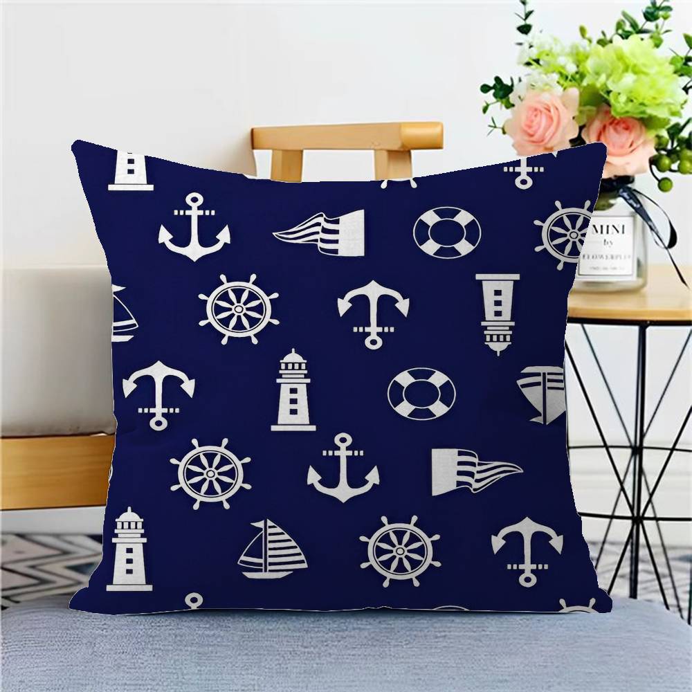 

Dark Blue Boat Anchor 45*45cm Cushion Cover Pillow Cover Decor Pillowcase Home Pillowcase For Couch Pillow 12x12Inch