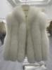 [Jeju Snow Realm] Autumn and winter new high-luxury whole leather real fox hair vertical strip collar stacked wearing vest jacket