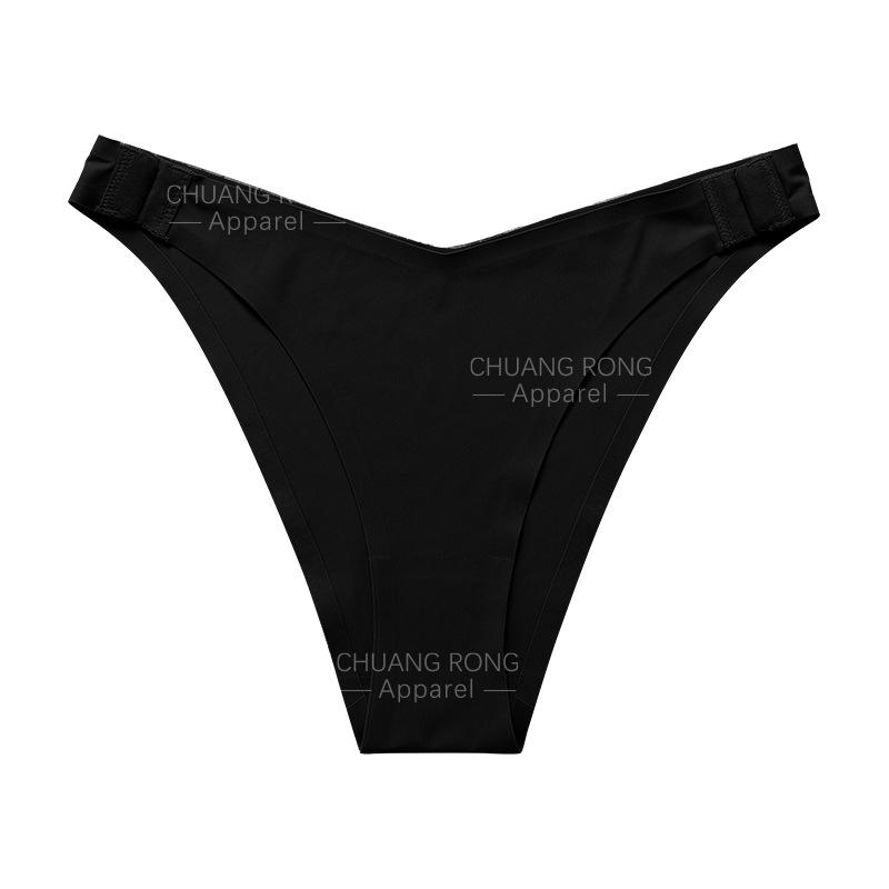 

European and American sexy seamless ice silk underwear women s large size simple breathable low waist quick-drying pure cotton free-to-take briefs S чёрный