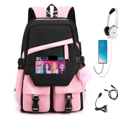 Charging Blackpink Women'S Group Backpack Student School Bag Outdoor Travel Backpack Sports Bag Day