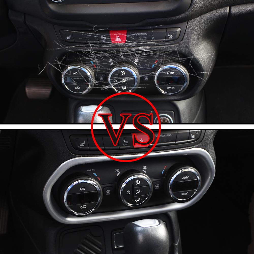 For Jeep Renegade 2015 2016 2017 2018 2019 Center Console Dashboard AC Air Condition Switch Button Panel Cover Trim Sticker