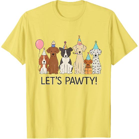 Let’s Pawty Cute Dogs Party Celebration T-Shirt