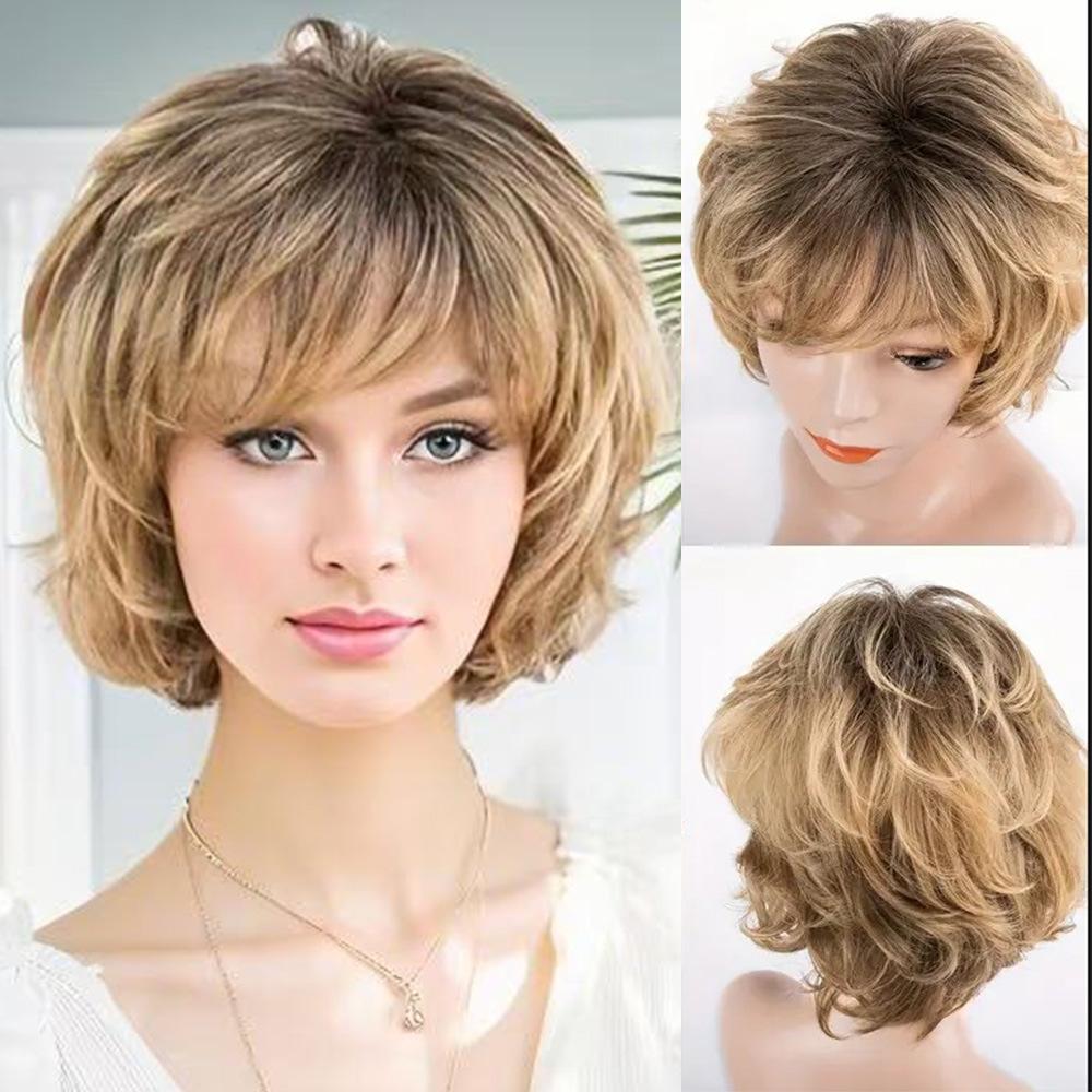 

Women s Short Curly Hair Fluffy Golden Fashionable Wig Headband