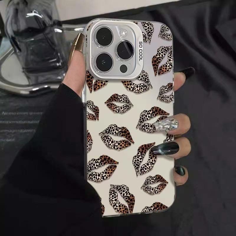 Leopard Print iPhone 13-17 Pro Case with Lipstick Holder