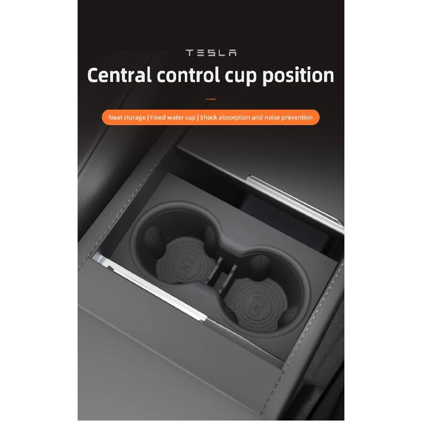 Custom Soft Silicone Cup Holder Mats For TESLA Model Y 2025 Juniper Anti-Slip,Interior Center Console Cup Holders  Easy to Clean