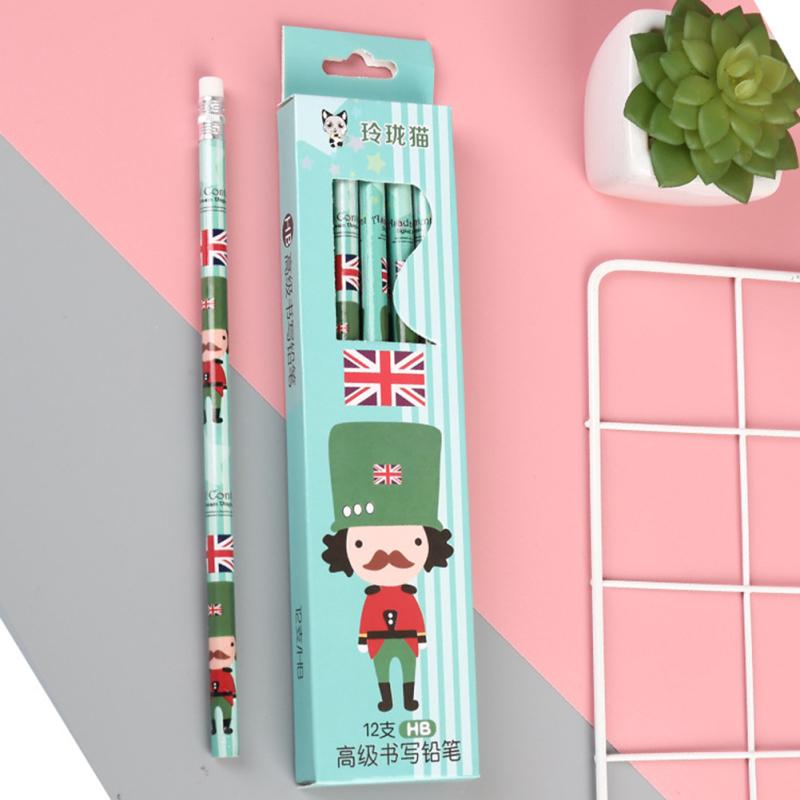 Drewniane dzieci Cartoon pisanie ołówkiem bezołowiowe Hb rysowanie ołówkiem artykuły papiernicze do pisania malowania