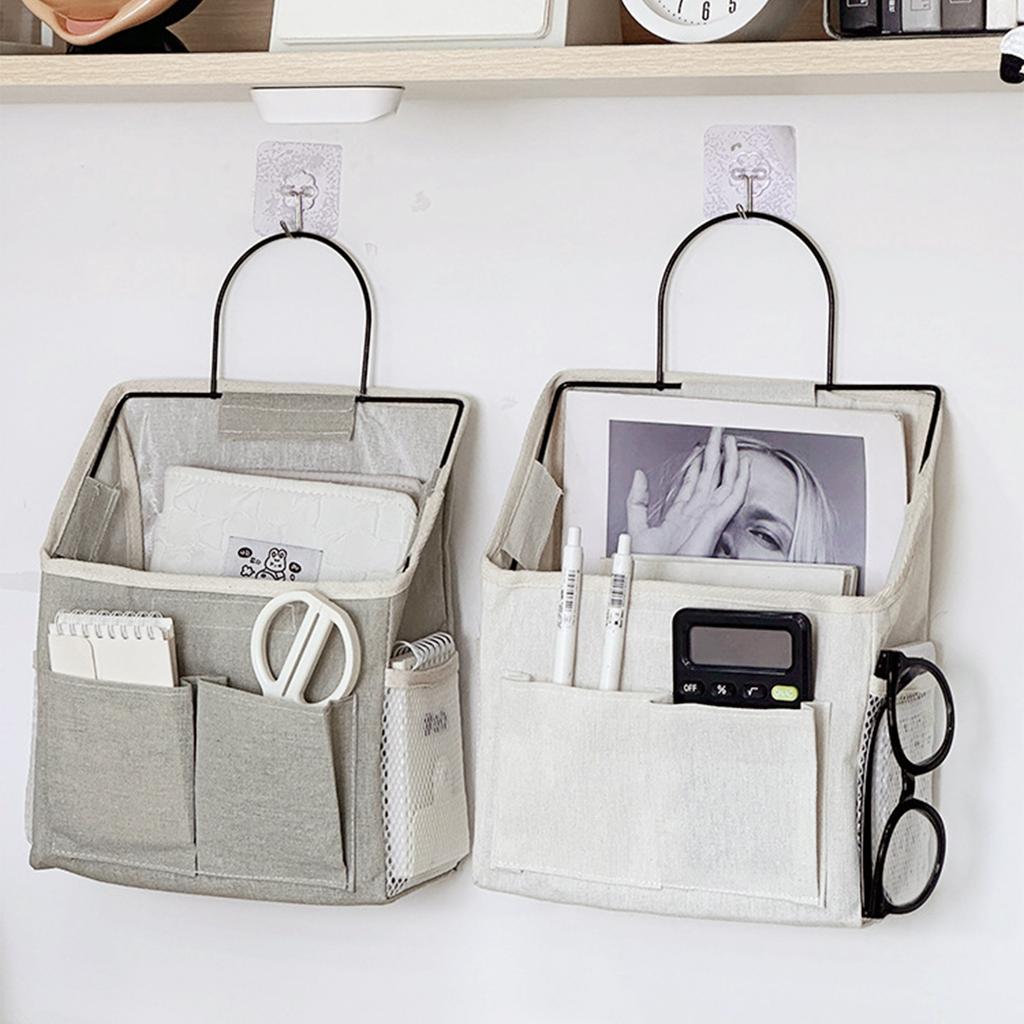 Durable Cotton Fabric Wall Mounted Organizers With Multiple Pockets For Bedroom Living Room Storage