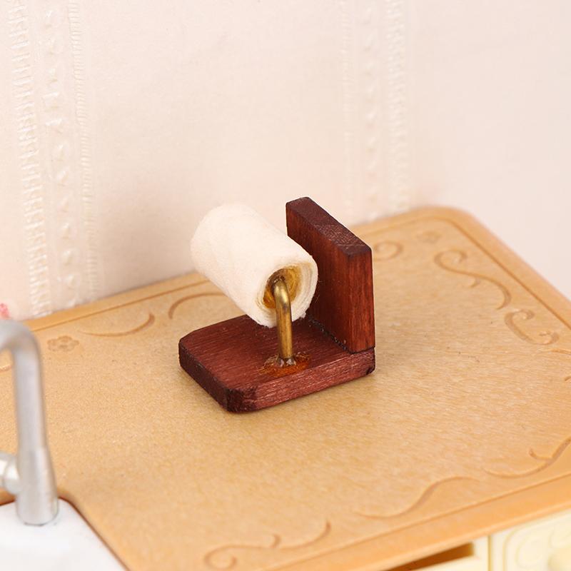 1:12 Dollhouse Miniature Tissue Paper Roll Paper with Stand Model Bathroom Decor Toy Doll House Accessories