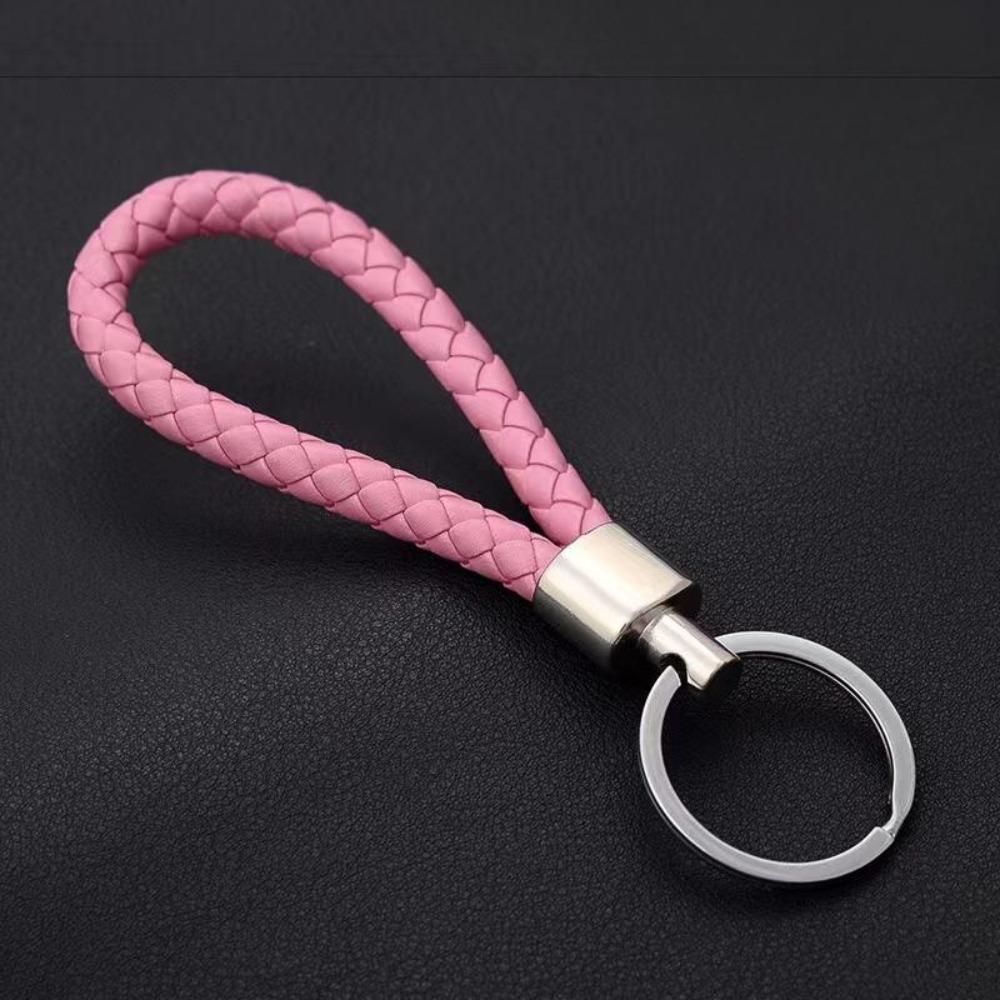 Unisex DIY PU Leather Braided Keychain Woven Rope Pendant Key Ring for Car Bag