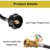 12 Feet Propane Tank Extension Hose with Gauge, Acme to Male QCC/POL Fittings for Gas Grill