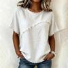Ladies' Casual And Fashionable Round Neck Loose Linen Short Sleeved Top