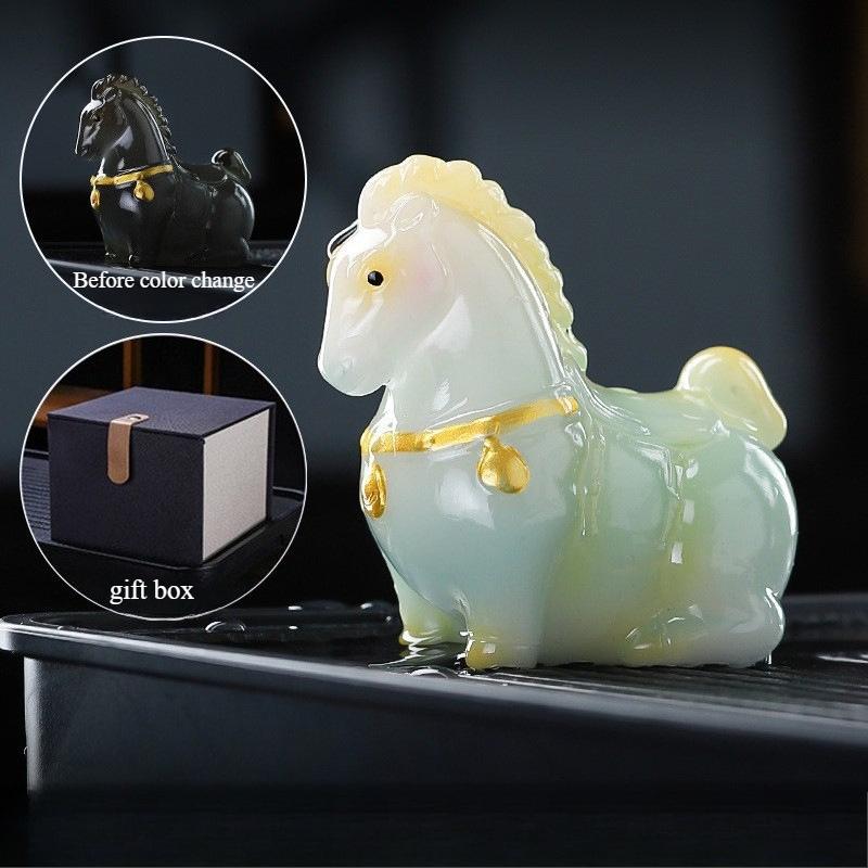 Tang Dynasty Style Color-Changing Horse Tea Pet for Tea Table Decor Gongfu Tea Ceremony Home Gift