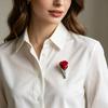 Yousheng Brooch Retro Kettle Shape Wedding Three-dimensional Brooch with Imitation Golden Metal Texture Real Flower Insert Coat Scarf Hair Bag