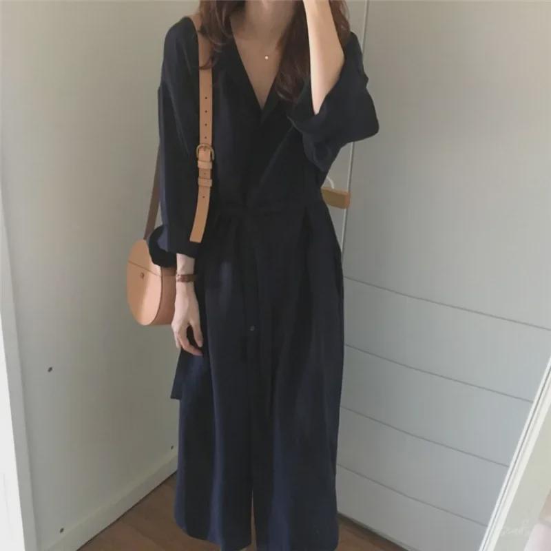 Yujie Lightly Mature French Shirt Dress - Brown for Spring/Summer