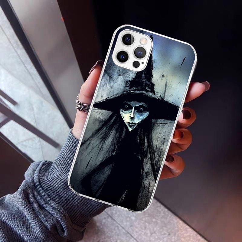 

Halloween Moon Witch Horror Phone Case For iPhone 17 Air 16 15 Pro Max 14 Plus 13 Mini 12 11 Cover 7 8 SE Silicone Shell Print F iPhone 17 Pro Max
