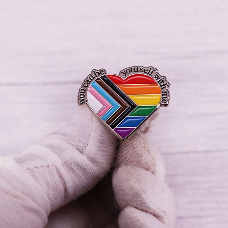 Funny Gay Pins You Can Be Yourself with Me Enamel Brooches Women Men Lapel Badges Backpack Collar Fashion Jewelry Gift