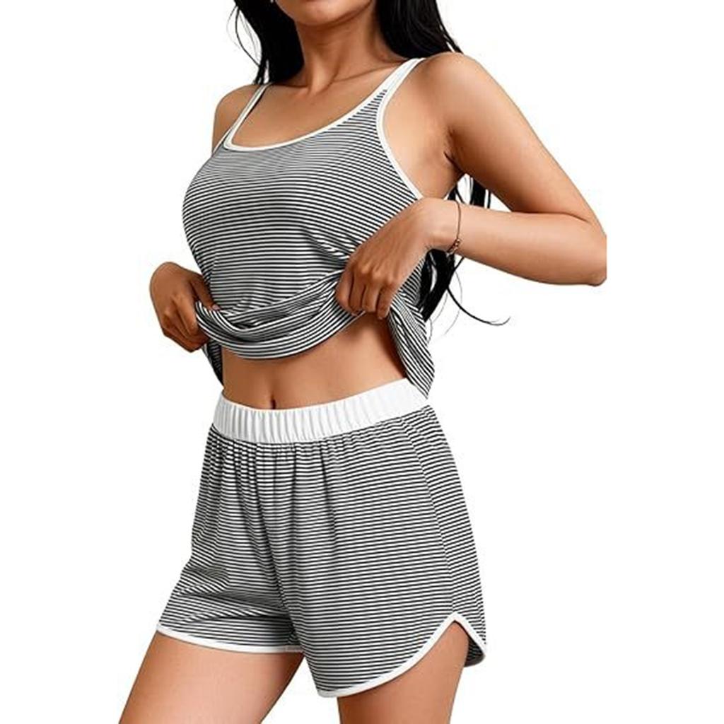 Women's Sleeveless Knit Tank Top and Shorts Set Soft Stretchy Fabric Casual Lounge Wear Summer Outfit