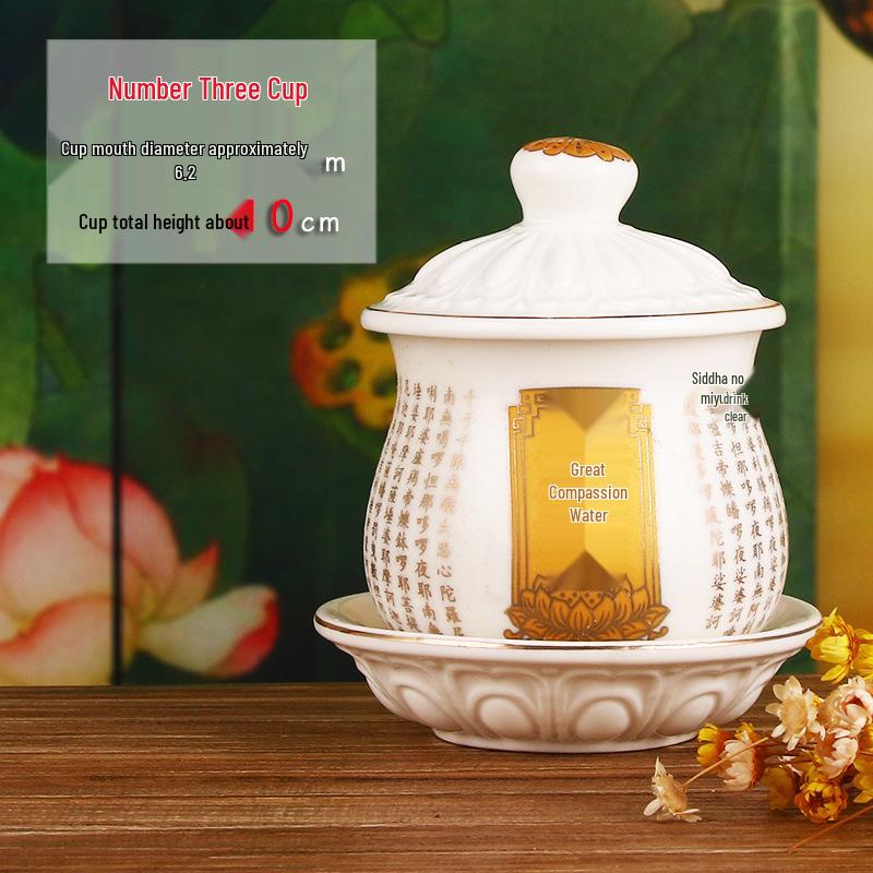 Keramische Opferbecher für Buddha, Guanyin und den Gott des Reichtums - Klein, Perfekt für Weihwasser und zum Anziehen von Reichtum.