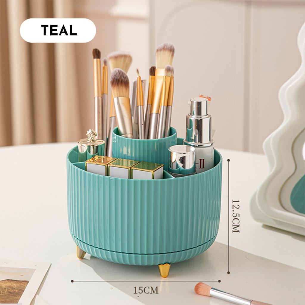 360 Rotating Makeup Brush Holder & Organizer Countertop Storage For Cosmetics & Skincare 8 Colors