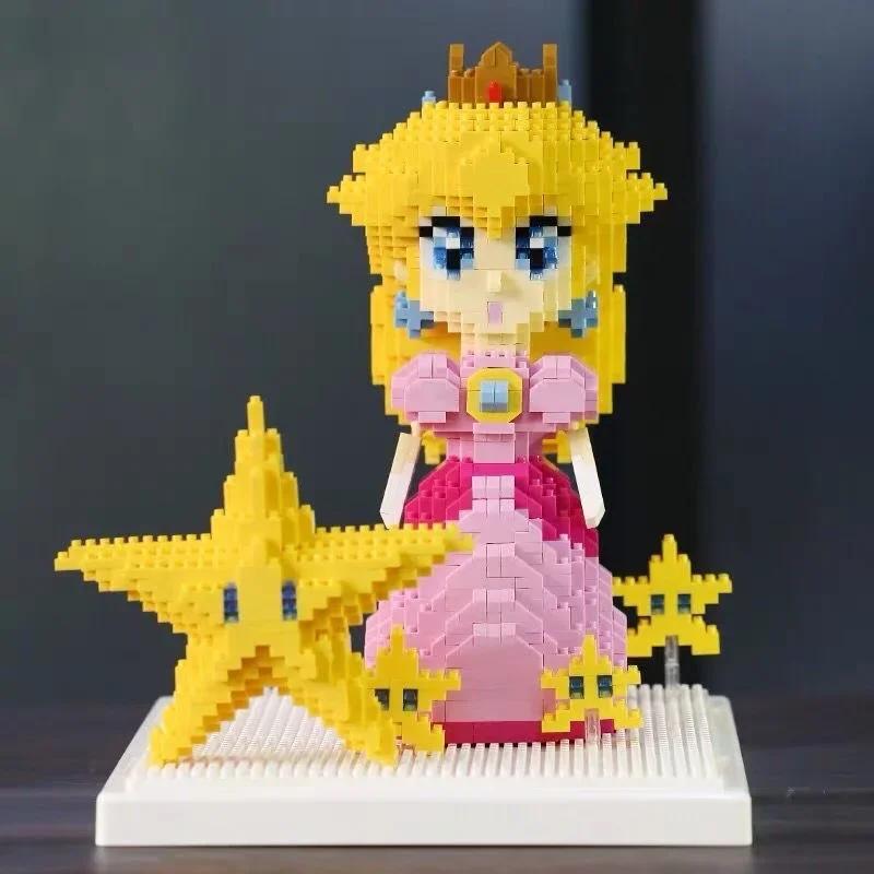 Peach Princess 1484 Stück Super Mikro Blöcke Stern Rosa Mädchen Mini DIY Bausteine Puzzle Bausteine Spielzeug für Kinder Geschenke