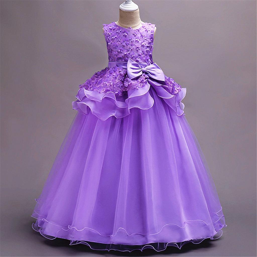 AOIF Long Dress for Perfect for Piano Formal Kindergarten Entrance and Weddings 20190 Children's Girls, Junior, Recitals, Parties, Concerts,