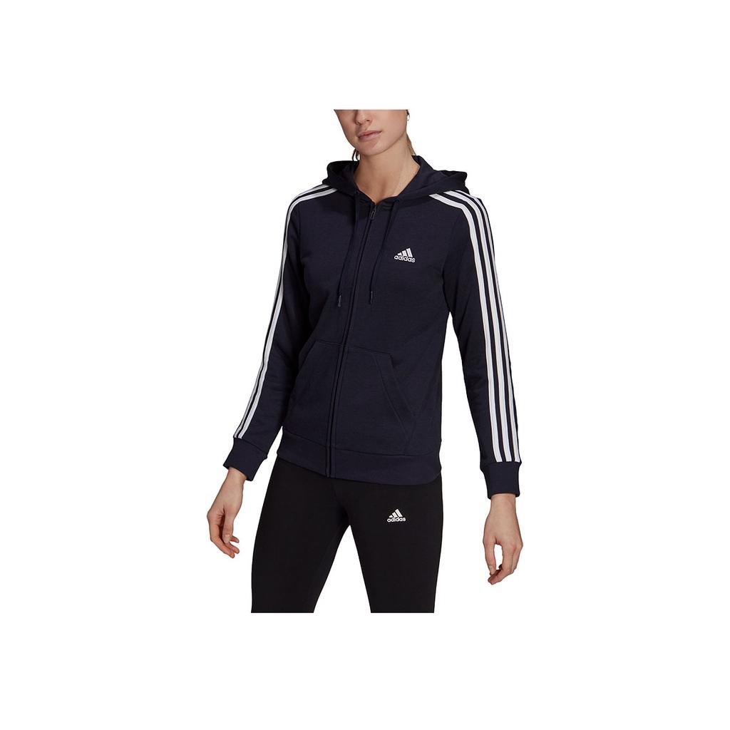 adidas Striped Hooded Zip Jacket Women Jackets Legend-Ink GL0804