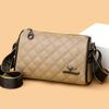 Rhombus Embroidery Thread Leather Women'S Bag Niche Commuter Fashion Single Shoulder Cross Pillow Bag Wide Shoulder Strap