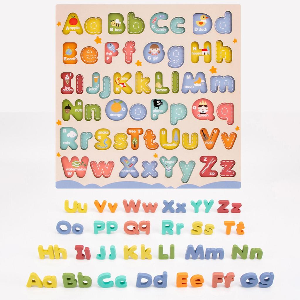 Children Wooden Abc Puzzle Montessori Education Toy Preschool Game Upper Case and Lower Letters