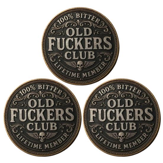 Old F*ckers Club Coin Funny Still Kicking Lifetime Member Coin No Rules No Filters Challenge Coin Adults Collectible Retirement Birthday Gag Gift for
