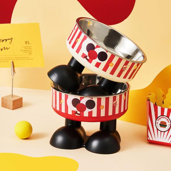 Elevated Pet Bowl Stainless Steel Raised Dog Bowl Reduces Discomfort Cute Cat Bowl with Stable Non-Slip Base for Food Water