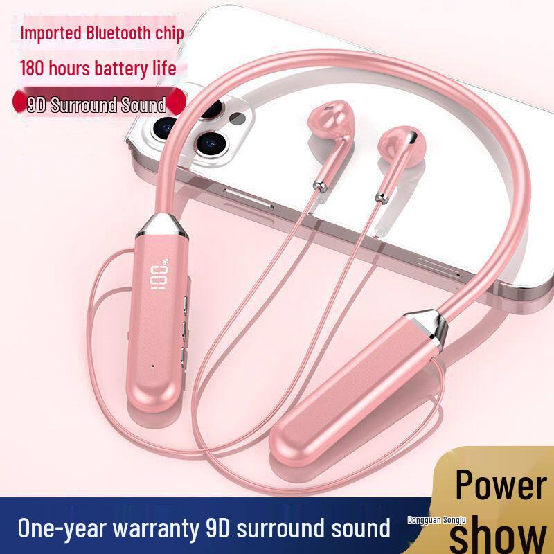 Bluetooth Neckband Headset: Wireless, Super Bass, Long Battery Life - Compatible with Apple, Vivo, Xiaomi, OPPO, Huawei.