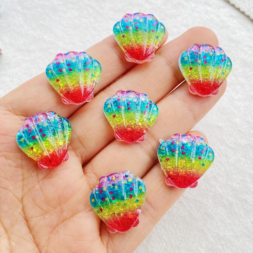 20Pcs Cute Resin Cartoon Shell, Starfish, small fish, seahorse, for Scrapbooking, Wedding Decor & DIY Jewelry Making Accessories