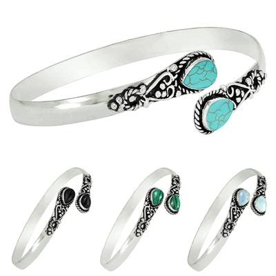 Handmade Opening Adjustable Retro Waterdrop Shaped Decor Decorate Personality Faux Moonstone Turquoise Cuff