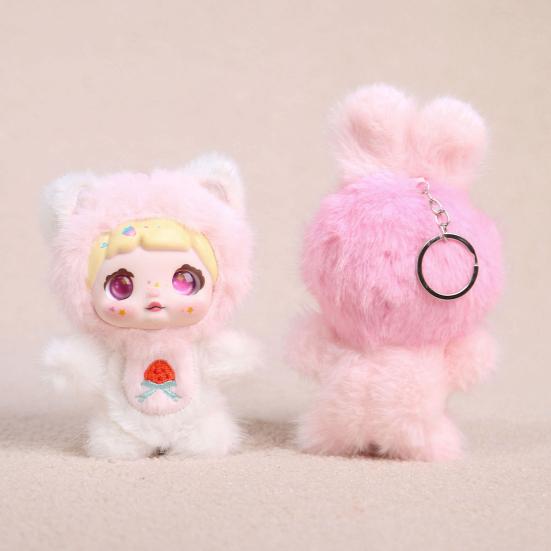 Vinil Bebek Peluş Anahtarlık Meyve Temalı Dolgulu Hayvan Kapüşonlu 14cm Sevimli Sırt Çantası Charmı ve Koleksiyonluk Oyuncak