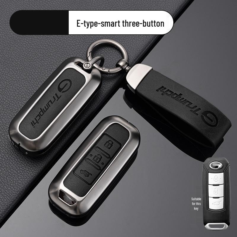 Compatible Key Case for Trumpchi GS4, GS3, GS5, GA6, GA3, GA4 - Metal Leather Car Accessories