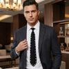 Black Lazy Rhinestone Neck Tie Glitter Pre Tied Neck Tie Uniform Shirt
