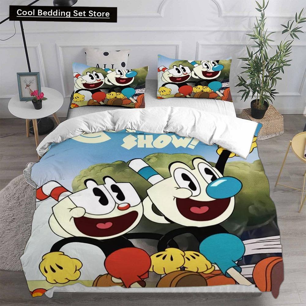 New 3D Print Game Cartoon Cuphead Bedding Sets Comforter Quilt Bed Cover Duvet Cover Pillow Case 2-3 Pieces Sets Kids Adult Size