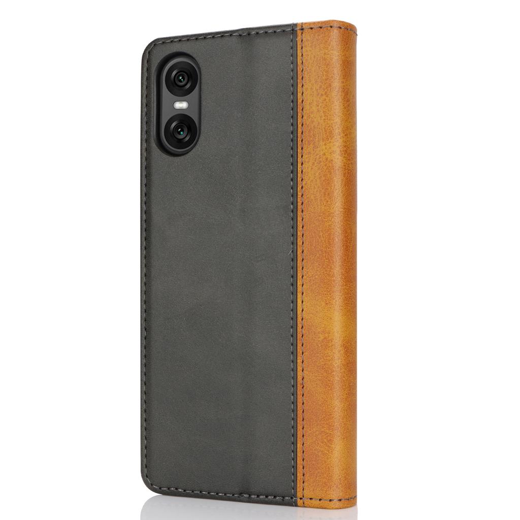 For Sony Xperia 10 VI Case Calf Texture 3 Card Slots Color Splicing Leather Phone Cover