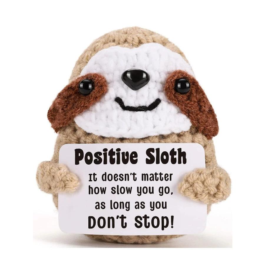 Cute Positive Energy Duck Positive Knitted Doll Crochet Emotional Support Duck Bookshelf Office Decor Gift