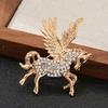 Flying Horse Brooch Rhinestone Winged Horse Lapel Pin Sparkling Retro Horse Brooch Pin Outfit Accessory for Sweaters Hats Coats