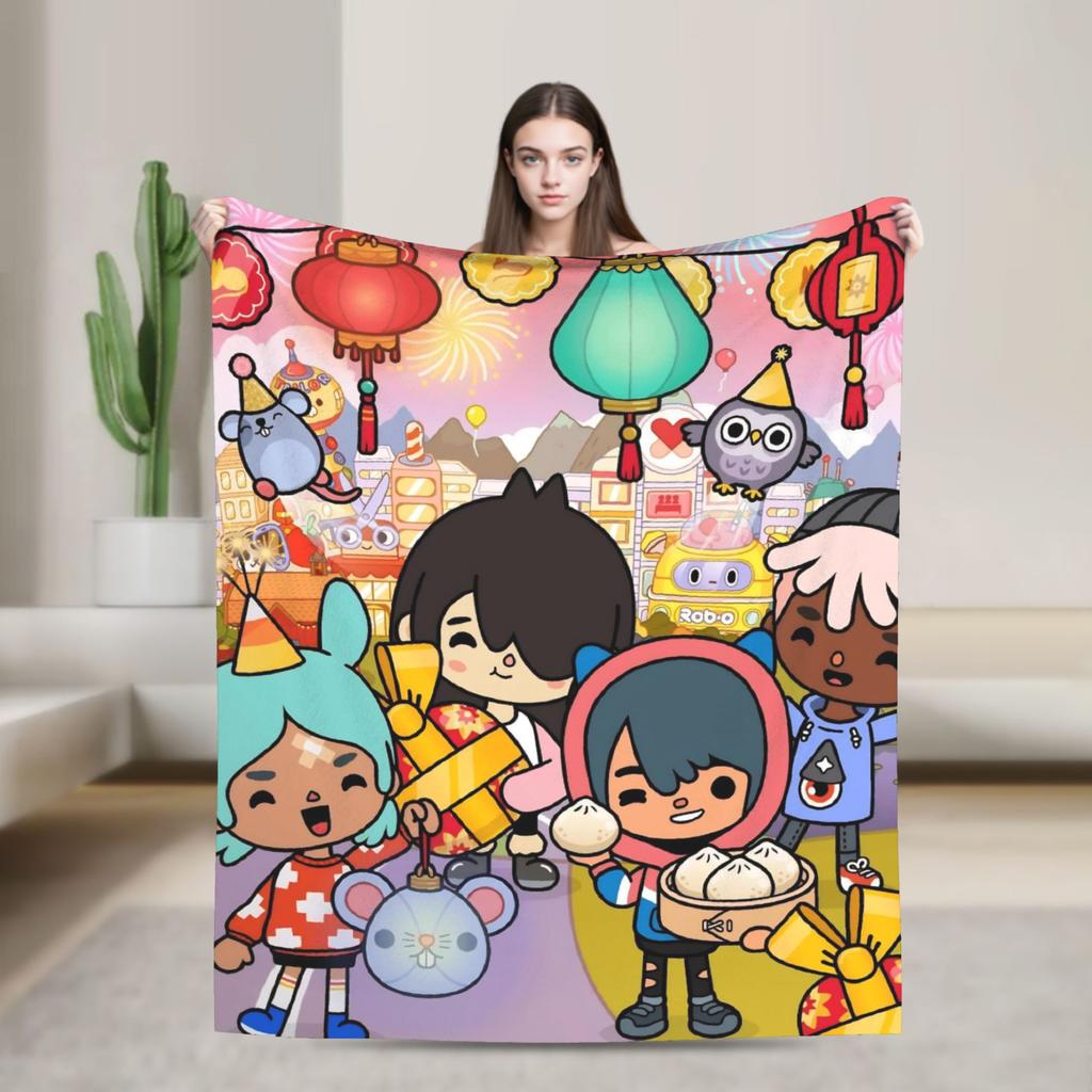 Toca Life World Blanket Quality Soft Warm Throw Blanket Winter Boy Girl Couch Chair Sofa Bed Pattern Bedspread