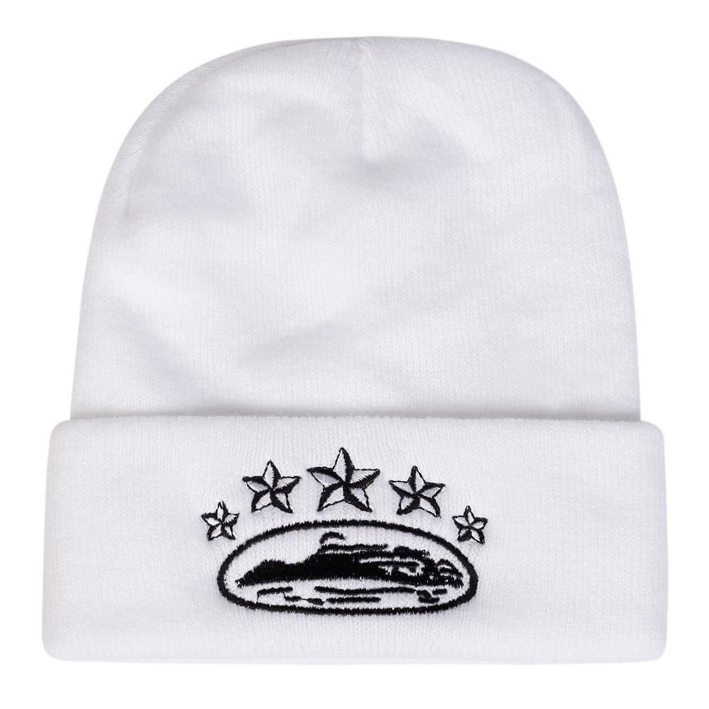 Star Embroidery Cuffed Beanie Hat Stretch Fit Knit Cap Fashion Winter Beanie Men Women