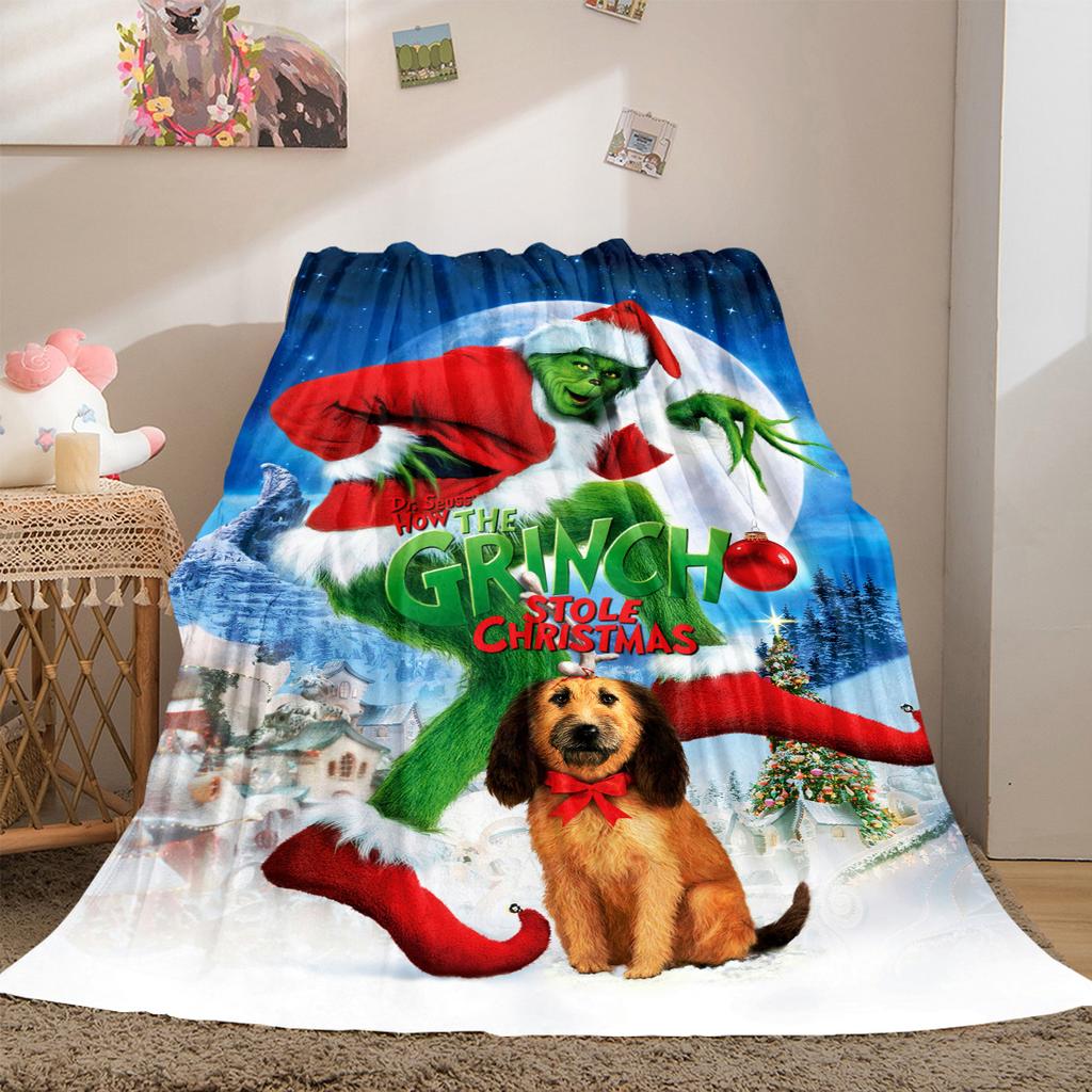 Christmas Gift Comedy Movie How the Grinch Stole Christmas blanket home warming, four season bed decoration sofa cover flannel throwing blanket K14