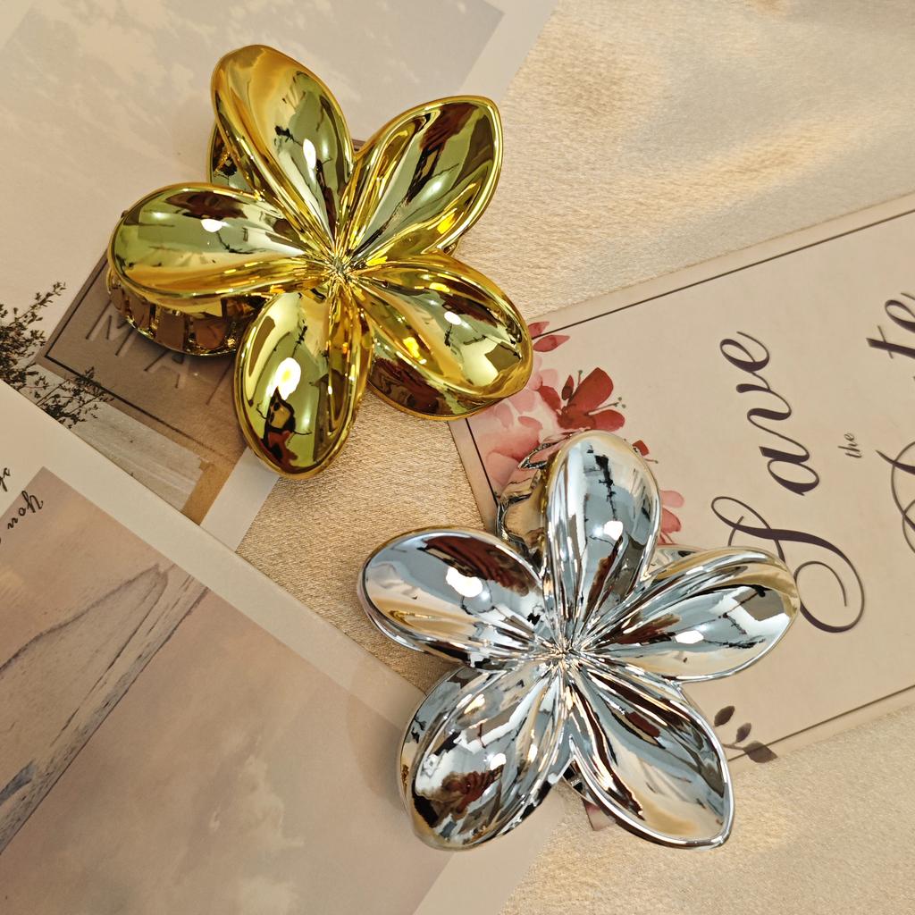 1-4Pcs Fashion Flower Hair Claw Clips for Women Gold Silver Color Large Hairpins Ponytail Shark Clip Headdress Hair Accessories