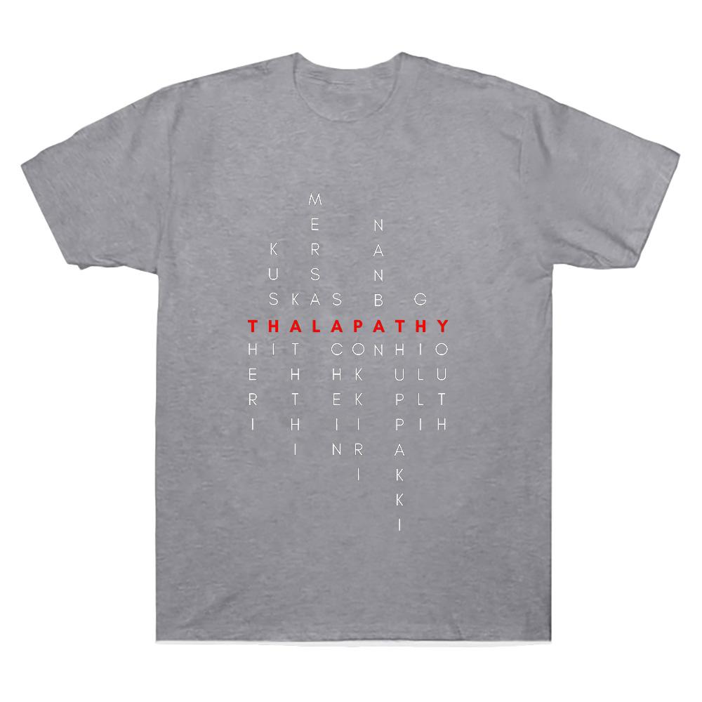 Thalapathy Vijay Tamil Movie Titles Red Classic T-Shirt Vijay Merch T Shirts Fashion Unisex Cotton T-shirt Cotton Loose Clothing