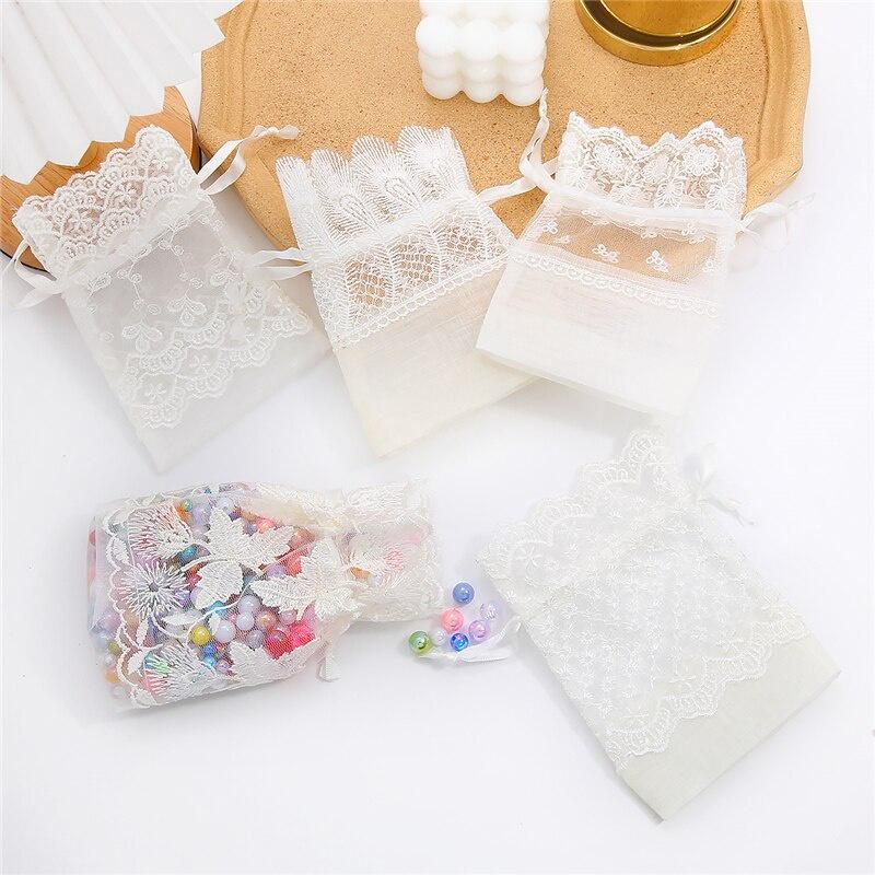 1 Stück/Beutel 10x14cm Exquisiter Verpackungsbeutel Modische Bestickte Kordelzugtaschen Spitze Große Blumen Tasche Geschenktasche Schmuckverpackung Hochzeitsgeschenk Verpackung