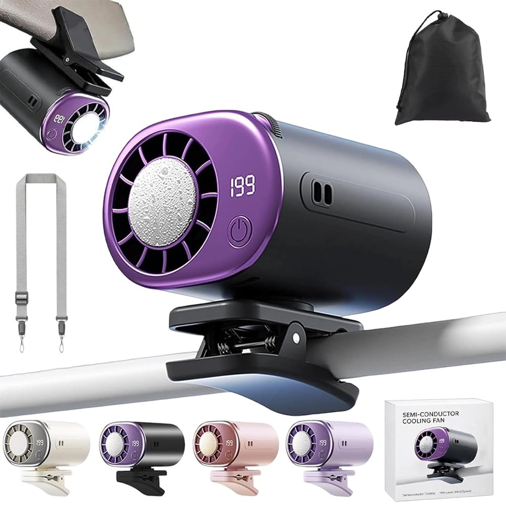 

2026 Car Clip on Air Conditioner Fan with LED Display, 360° Rotation Portable LED Car Fan, 199 Speeds Adjustable, USB Rechargeable, 2000mah Battery чёрный