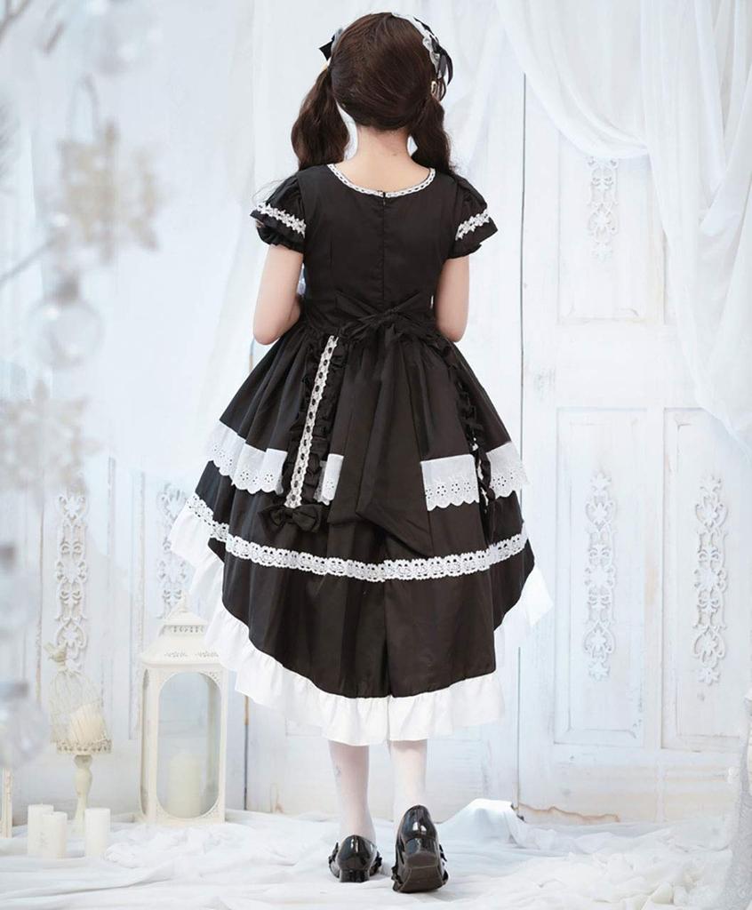 [Milky Time] Fishtail Lolita Dress with Hemline Made, 2-Way (Black)
