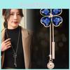 Elegant Four Leaf Clover Sweater Necklace Stylish Long Design For Women In Autumn Winter