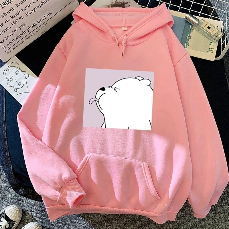 Langue collant ours drôle surdimensionné sweat Kawaii dessins animés sweats à capuche gris haut vêtements à capuche hiver femmes sweats à capuche à manches longues unisexe